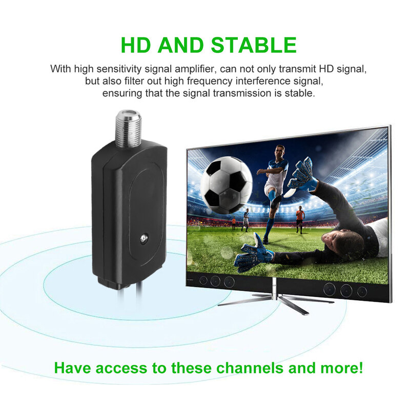 Kebidumei 4K هوائي رقمي مكبر للصوت 1080P HD TV معزز هوائي التلفزيون الرقمي هوائي 300 ميل المدى HD داخلي HDTV