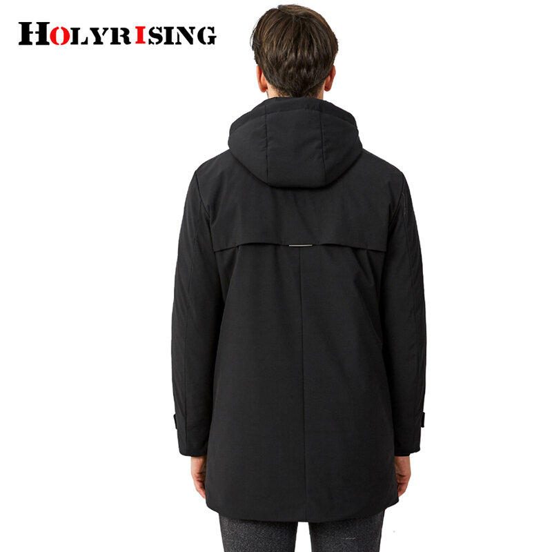 Holyrising Klassieke Mannen Down Jassen Casual Winter Jacket Hooded Slanke Mannelijke Kleding Warm Overjas Rits Uitloper 19017-5