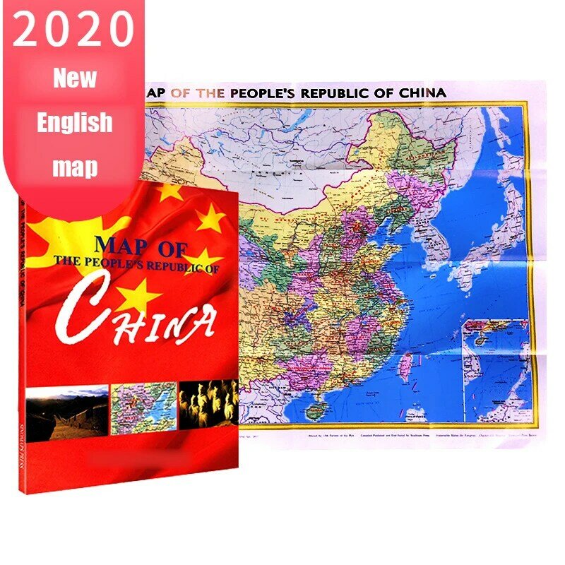 2020 mapa da china, em inglês, chinês, viagem, nova versão, pode ser anexado ao mapa de decoração do escritório, de estudo, 760x540mm