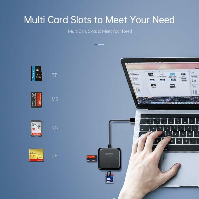 Orico-leitor de cartão 4 em 1, usb 3.0, múltiplos cartões de memória, leitura de cartão para tf, sd, ms, cf, laptop, otg, cartão de leitura, usb 3.0