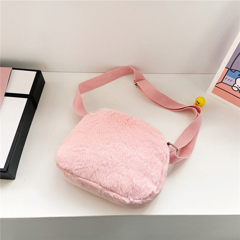 Bolso de mensajero de felpa suave para niña pequeña, bolsos de hombro pequeños con Gato de dibujos animados, monedero para niños, bolsos cruzados