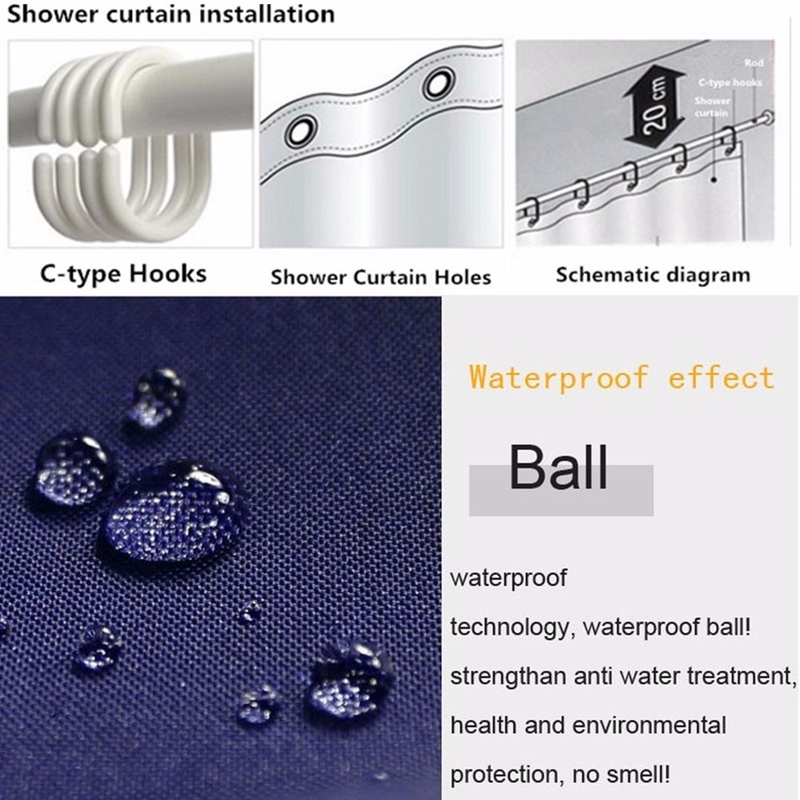 현대적인 스타일 그레이 격자 무늬 샤워 커튼 방수 및 착색 방지 PVEA 목욕 커튼 여러 스타일 샤워 커튼 후크 포함
