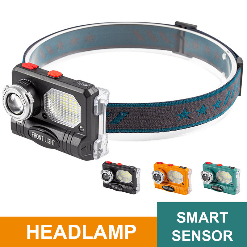 Linterna frontal portátil con Sensor de movimiento recargable por USB, potente faro resistente al agua para Camping, ciclismo, pesca, envío