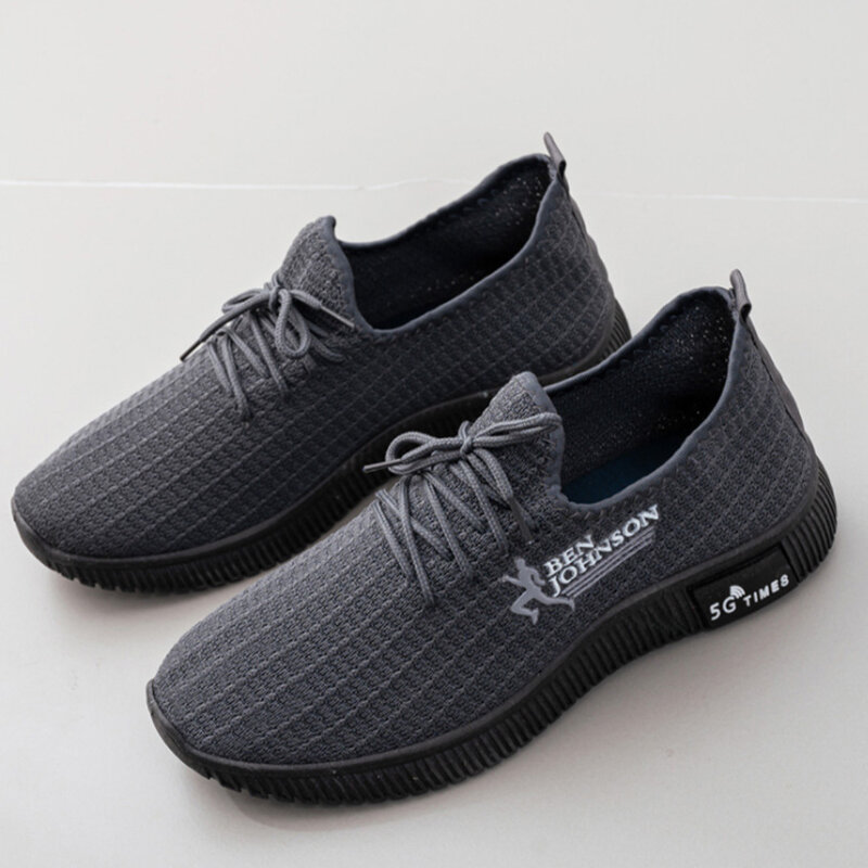 Mesh breathable sneakers fashion hot sale new comfortable running men's shoes outdoor travel leisure soft sole flat shoes