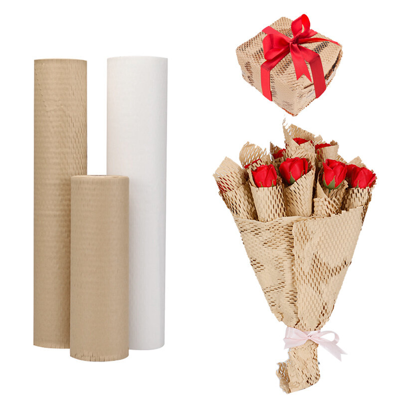 Papier Kraft pour emballage de cadeaux, papier d'emballage pour fleurs, tissu nid d'abeille, pour fête d'anniversaire, Halloween, noël