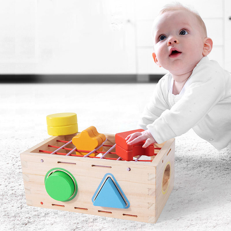 Juguetes Educativos de madera para niños, juego de combinación de colores, bloques geométricos de Color inteligente, regalos para niños