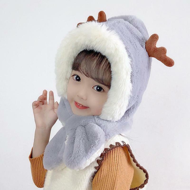Antlers Plus Velvet Ear Cap-gorro de invierno cálido a prueba de viento, accesorios para niños, cosas, sombrero, sombreros de Navidad, lindo bebé T2d9