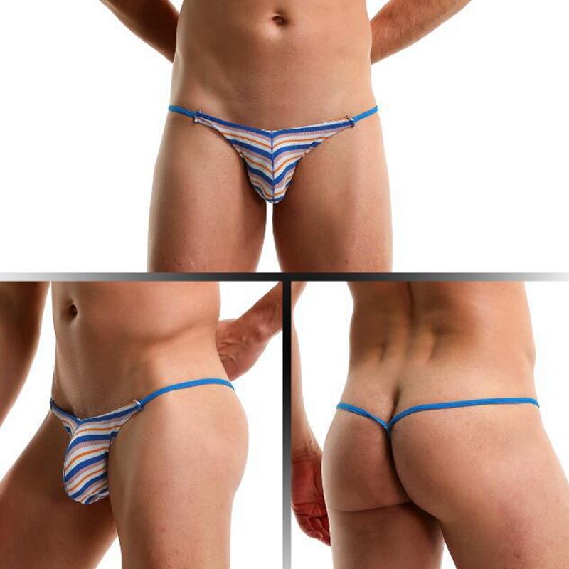 Jockstrap t-back – string sexy pour hommes, sous-vêtements en soie glacée, culotte taille basse pour hommes