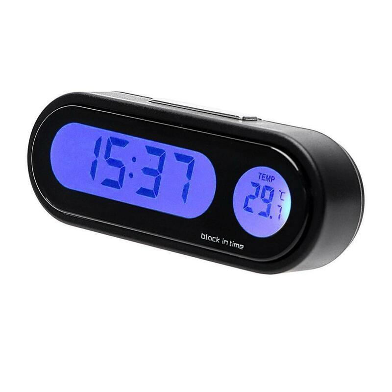Auto Elektronische Klok Tijd Horloge Auto Dashboard Klokken Lichtgevende Thermometer Zwart Digitale Led Display Mini Thermometer Voor Auto