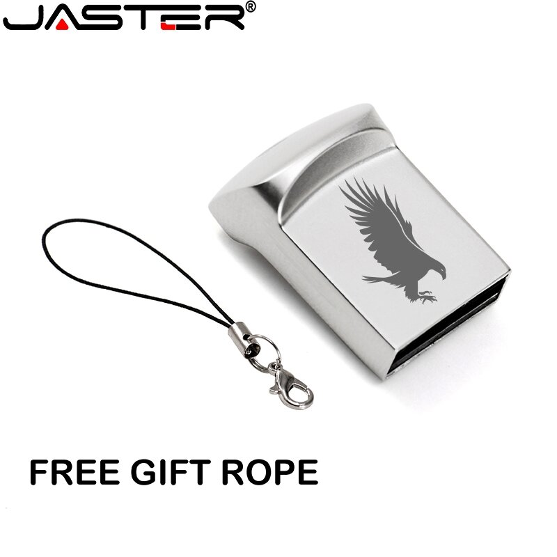 JASTER USB 2.0 mini metallo argento con portachiavi usb flash drive 4GB 8GB 16GB 32GB 64GB 128GB pendrive (Più di 10PCS libero LOGO