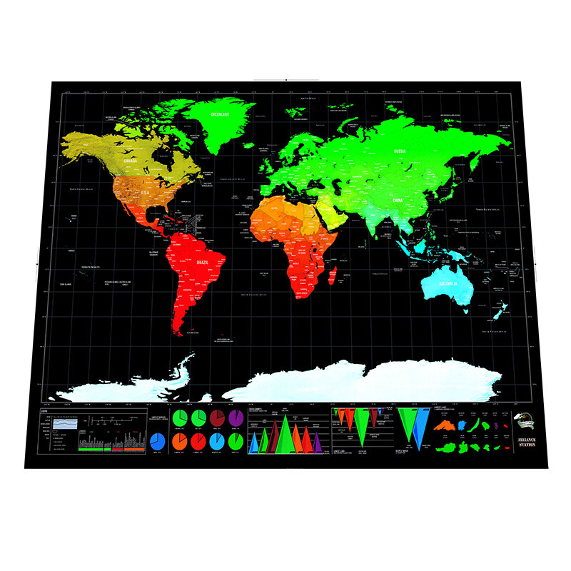 Black World Travel Map Deluxe Erase Scratch Off World Map Travel Scratch For Map Gifts Room Home Office Decoration Wall Stickers