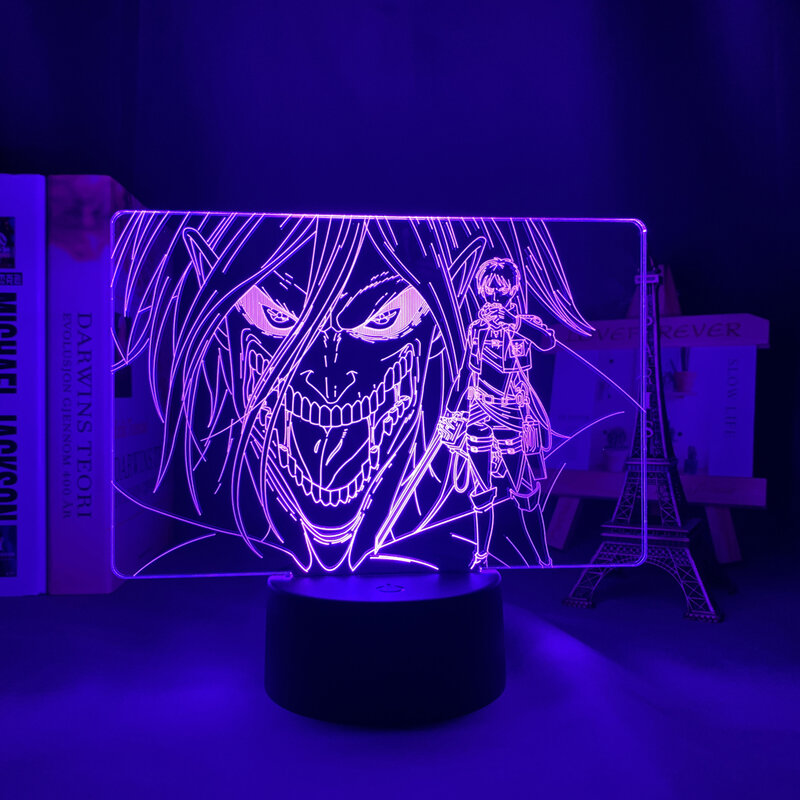 Acrylique 3d Lampe Attaque des Titans, L' Anime Veilleuse Levi Ackerman pour Décor À La Maison Chambre Lumière Enfant Cadeau L'attaque des Titans LED