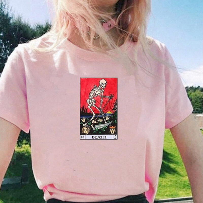Zomer Vrouwen Retro Skull Death T-shirt Fashion Tops Hipster Grunge Esthetische Tee Vintage Mode Top Gothic Kleding