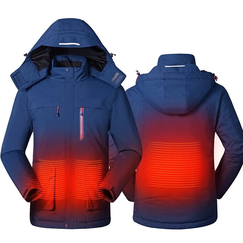 Jaket Penghangat Ruangan Cerdas Musim Dingin Pria Mantel Hangat Pria Pengisi Daya USB Pakaian Mendaki Tahan Angin Wanita Bulu Domba Luar Ruangan