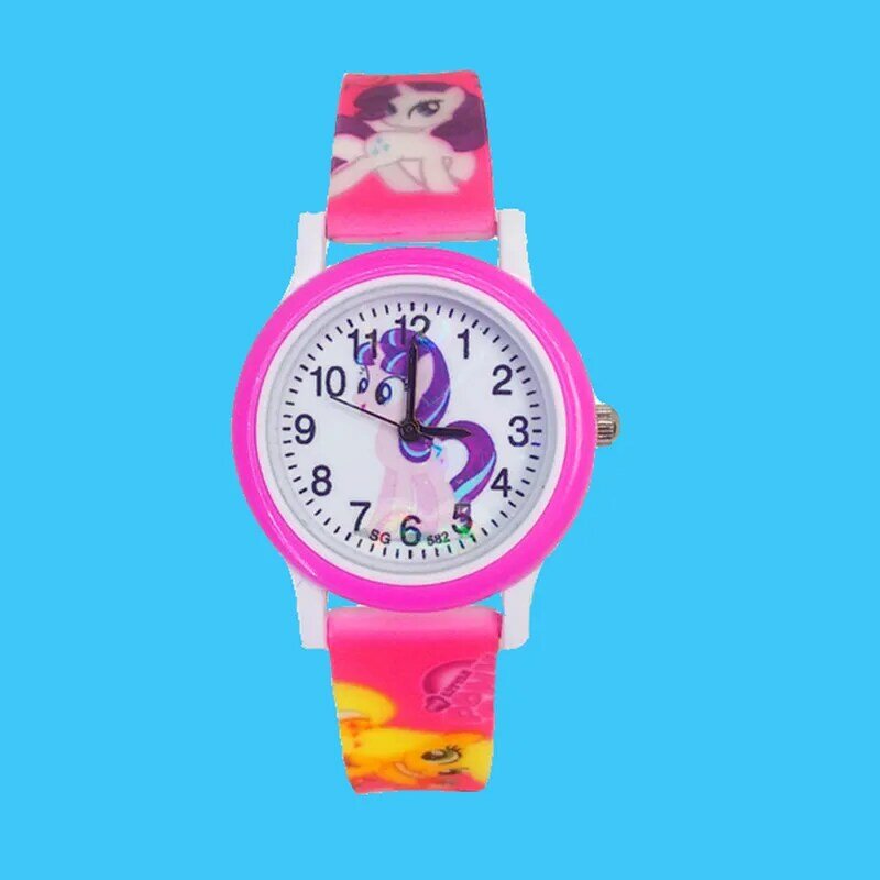 Relógio cavalo de desenho unicórnio para bebês, relógio de quartzo para crianças meninas estudantes festa presente