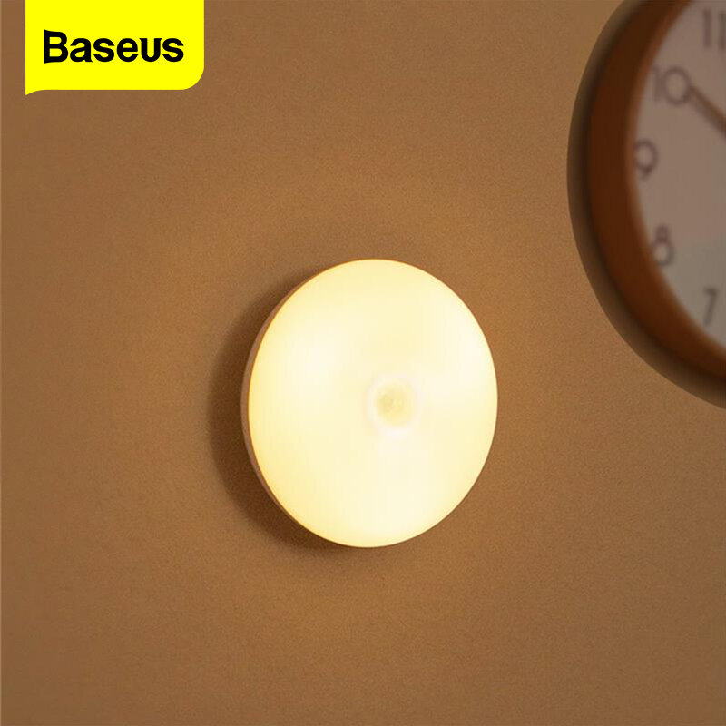 Baseus-Luz LED nocturna con Sensor de movimiento, para oficina, hogar, dormitorio, habitación, lámpara nocturna de inducción humana