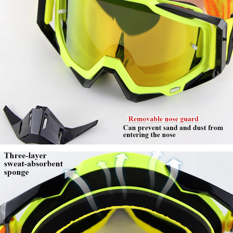 Eliteson Dirt Bike occhiali protezione UV occhiali da Motocross ATV Off Road sci lenti da ciclismo occhiali da sole sport all'aria aperta maschere per casco