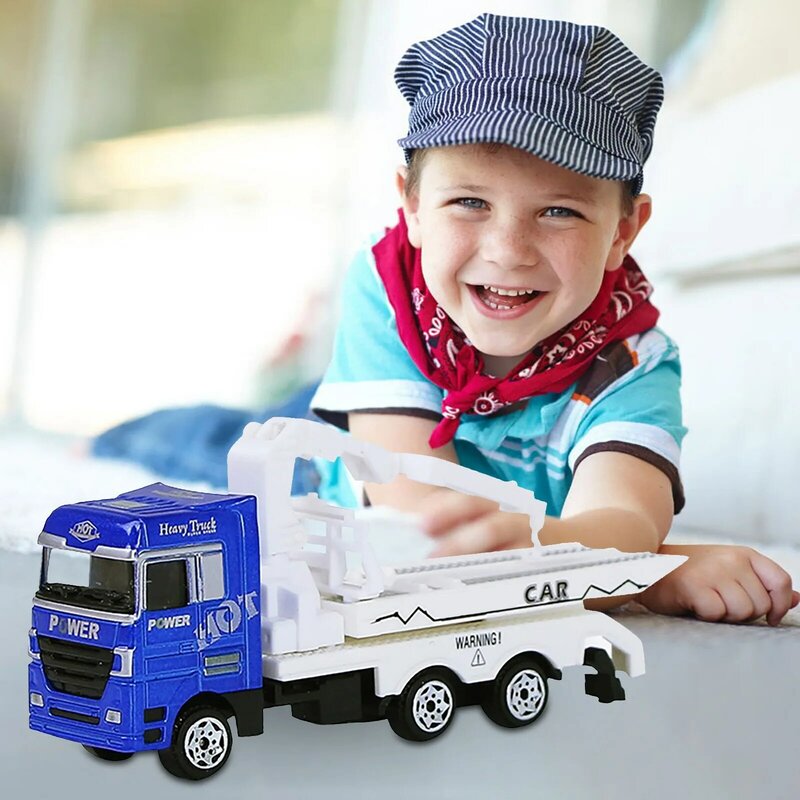 Três simulação inertia carros de brinquedo liga engenharia caminhões guindaste caminhão modelos crianças diecasts brinquedo presentes veículos brinquedo