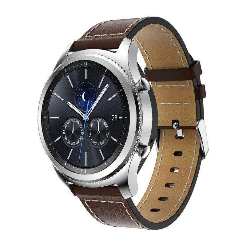 Correa de cuero de negocios para Samsung Gear S3 frontier, correa de muñeca para reloj Huawei GT, pulsera de 46mm, 22mm