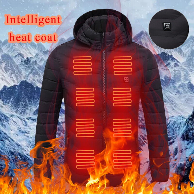 Пуховик с подогревом для мужчин и женщин, зимняя теплая куртка с капюшоном и USB-зарядкой, теплое пальто, быстрая доставка