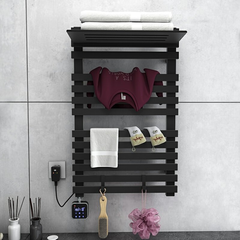 Toallero eléctrico inteligente de fibra de carbono, estante de secado de toallas de baño con calefacción doméstica, temperatura constante