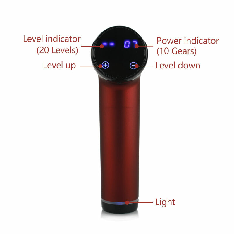 Massage Gun Muscle Pain Relief Therapy Massage Tissuce Recovery Touch Screen 20 Levels Speed EVA Case 6 Massage Heads LED