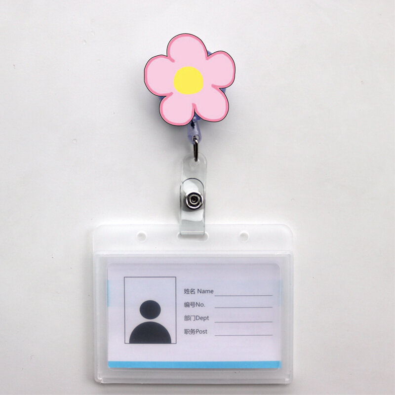 1 Set Cartoon Nurse Doctor ID Card Badge Holder with Retractable Reel Clip Business Work Card Name Tags Clip