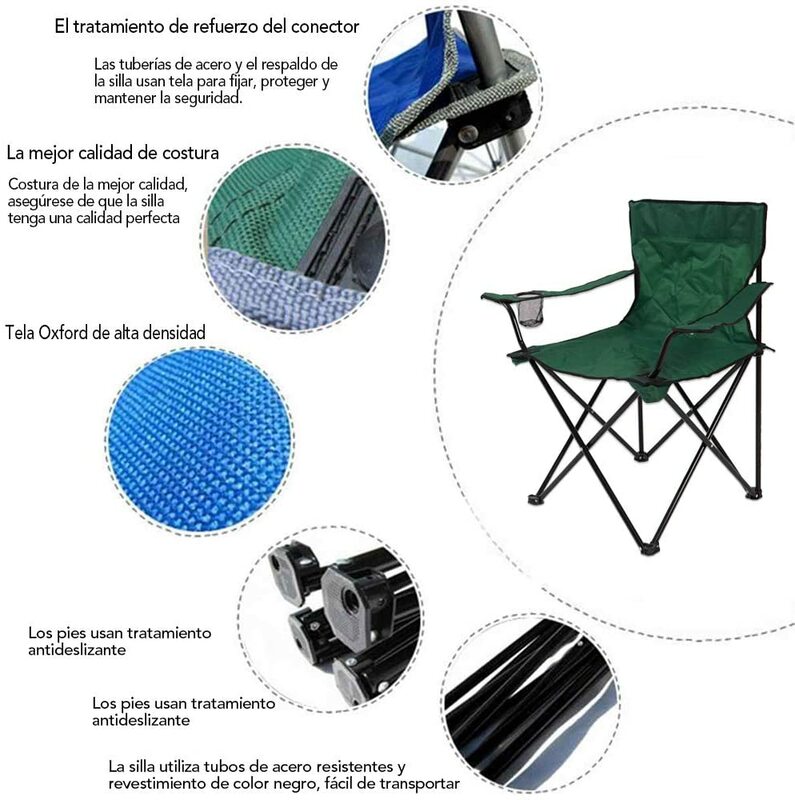 야외 휴대용 접는 의자 낚시 캠핑 비치 피크닉 의자 컵 홀더 옥스포드 천으로 경량 좌석 의자