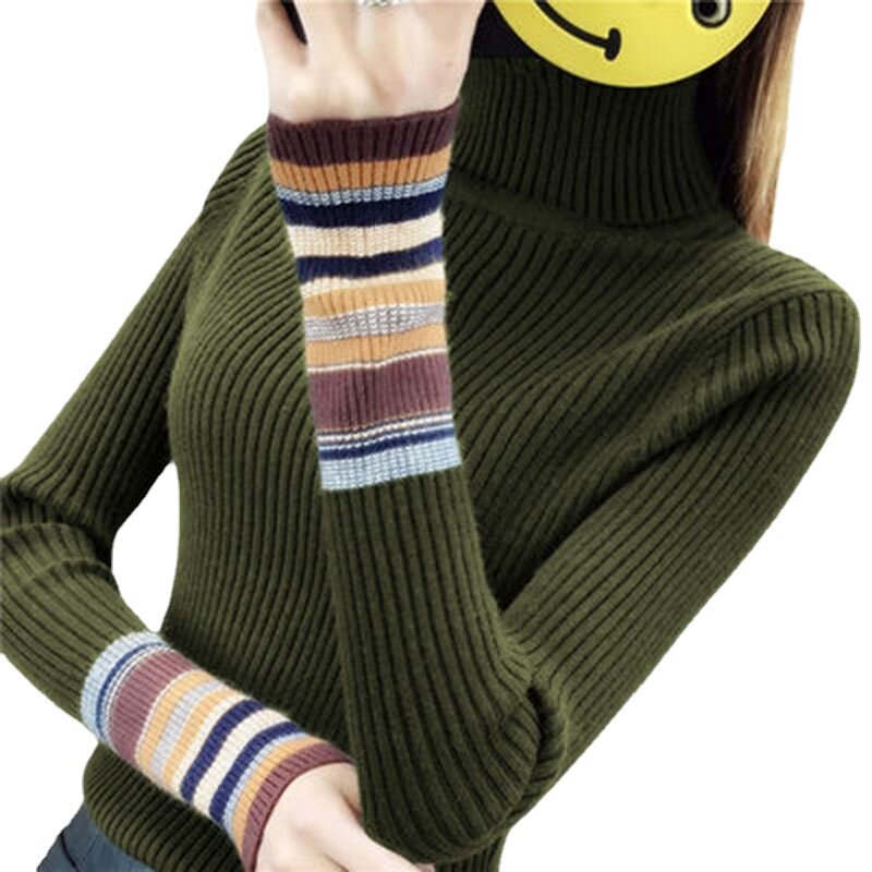 새로운 여성 가을 겨울 스웨터 터틀넥 풀오버 소프트 프라이머 셔츠 긴 소매 캐주얼 슬림핏 니트 스웨터, 2021