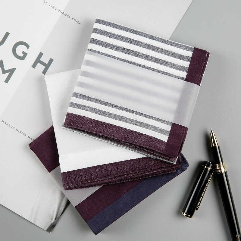 High Quality Men's Cotton% Soft Comfortable Handkerchief Portable Stripe Napkins Environmentally Friendly British Fashion Rasta