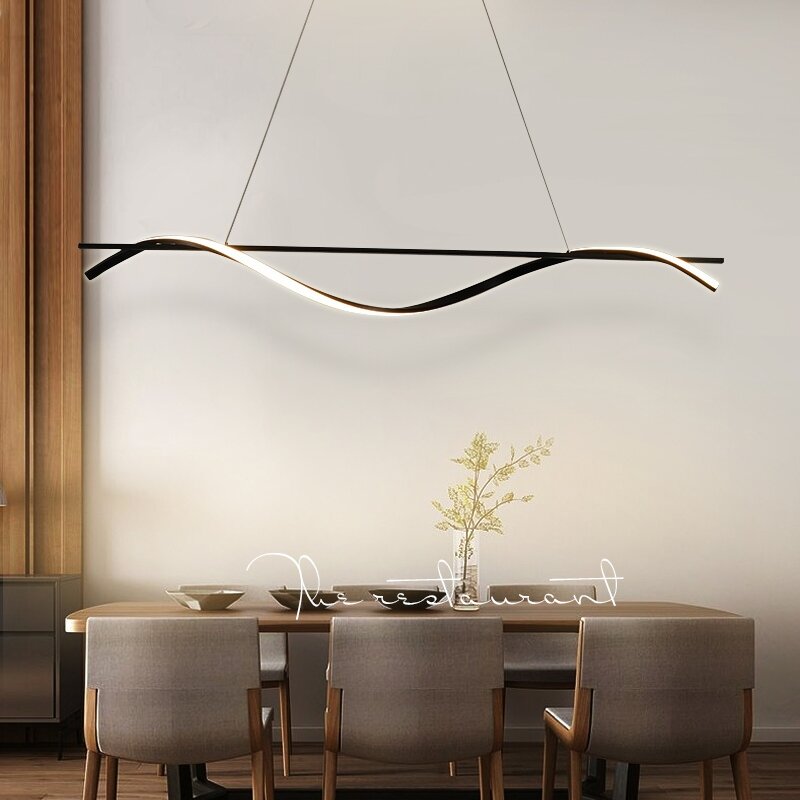 Artpad Horizontale Kroonluchter Led Moderne Hanglamp Voor Keuken Eetkamer Woonkamer Bar Home Decor Moderne Zwarte Lichtpunt