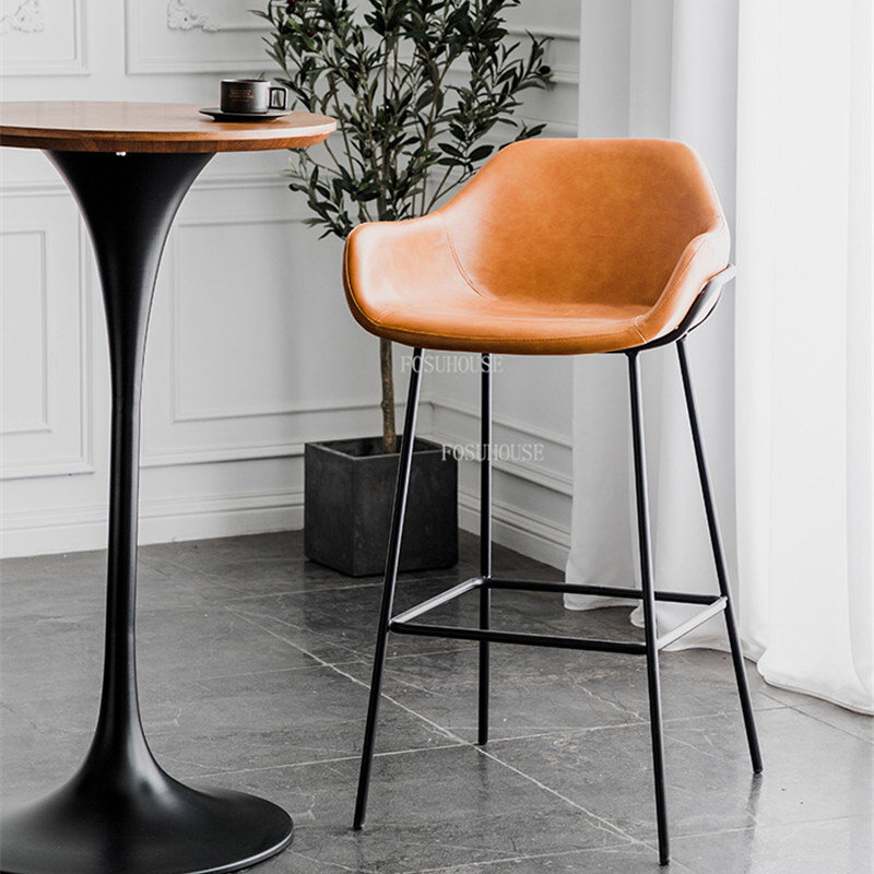 Bar nórdico silla para la cocina Simple respaldo Bar moderno minimalista muebles para el hogar Ins base alta silla creativa alta Taburetes
