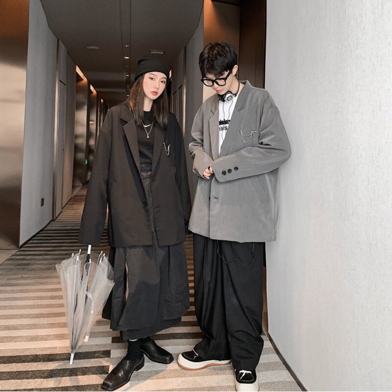 Chaqueta reflectante de lujo para hombre y mujer, traje clásico informal, moda coreana, abrigo Retro japonés sólido, chaqueta suelta, novedad de 2021