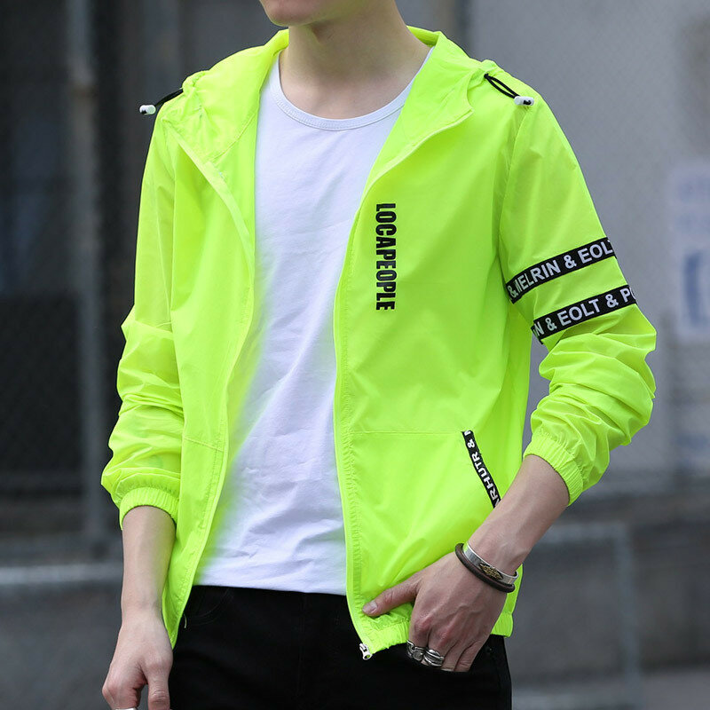 Blusão masculino verão jaqueta de proteção solar outwear esportes ciclismo fino casacos com capuz masculino roupas uv