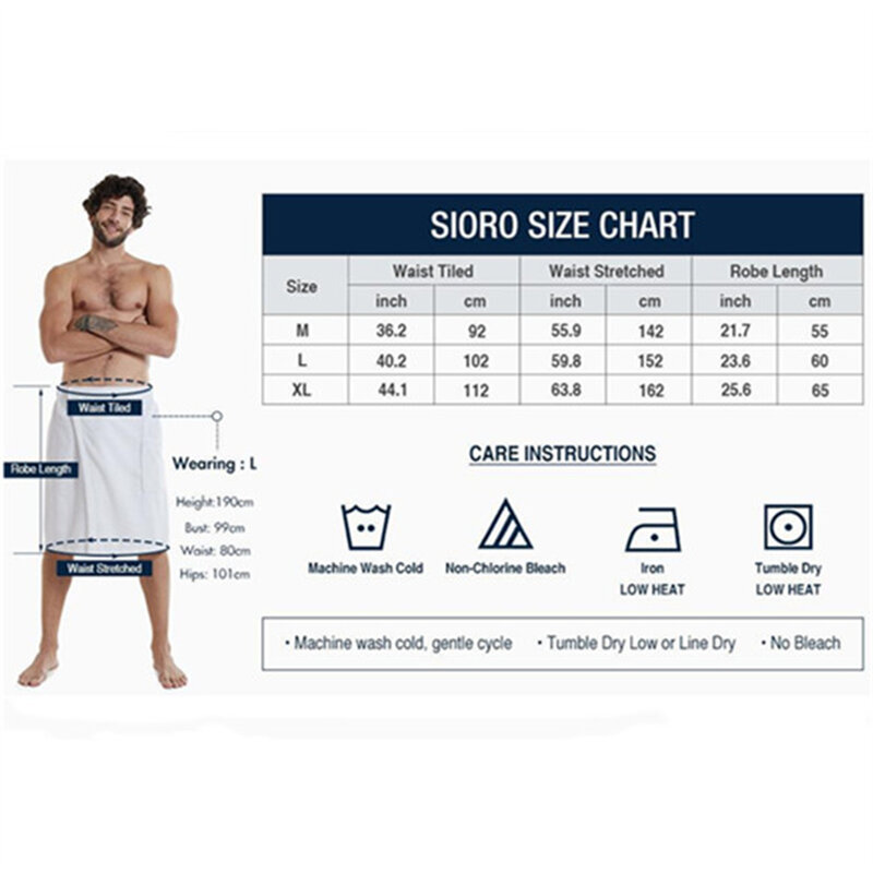 Men Wearable Bathrobes Shower Wrap Super Soft Absorbent Bath Towel Large Size Sauna Gym Swimming Holiday Spa Bath Beach Towel