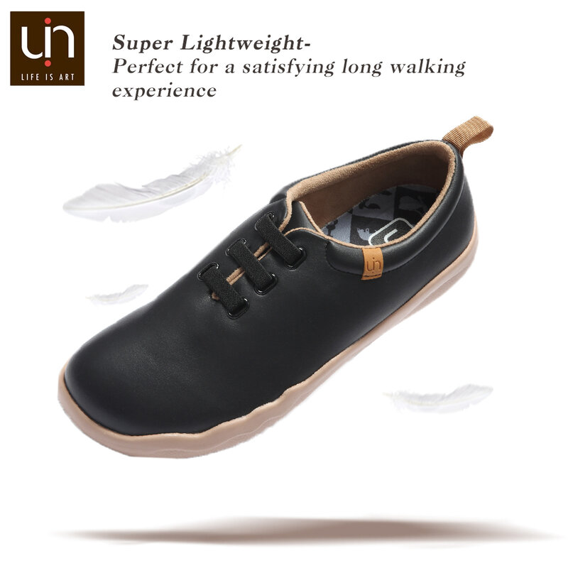 UIN Moguer ชุดฤดูใบไม้ร่วง / ฤดูหนาวรองเท้าลำลองผู้ชายไมโครไฟเบอร์หนังรองเท้าที่อบอุ่นสีดำรองเท...