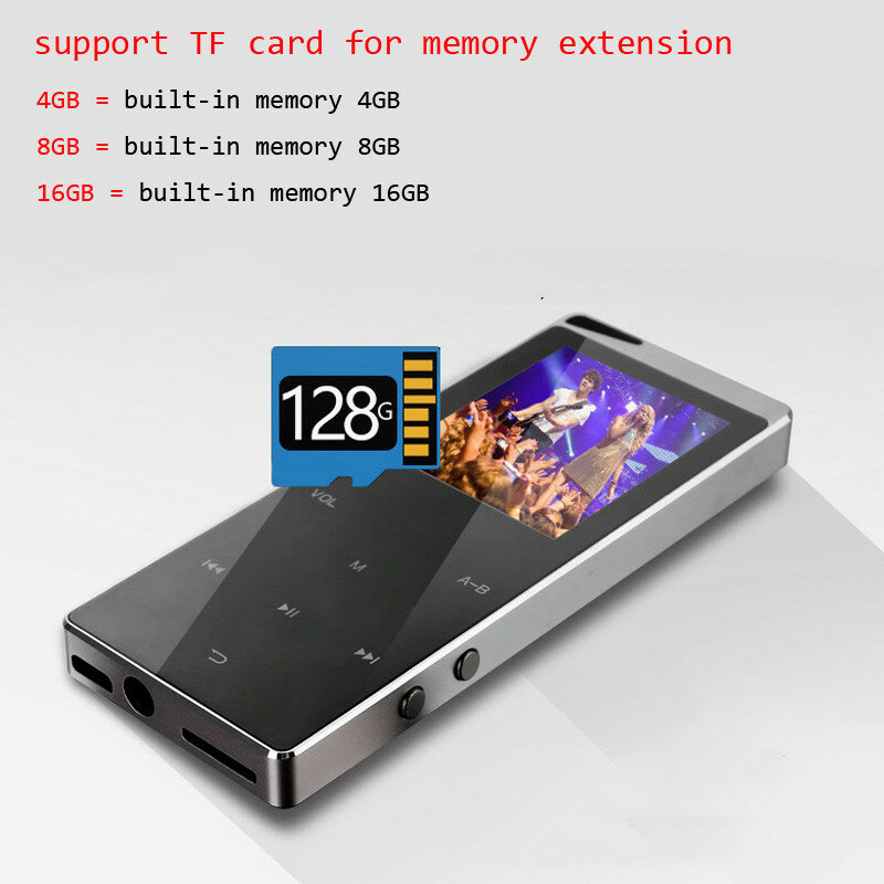 2022 جديد بلوتوث MP4 الموسيقى لاعب 4GB 8GB 16GB اللمس مفتاح SD بطاقة إدراج FM راديو متعددة اللغة الفاخرة المعادن ايفي لاعب