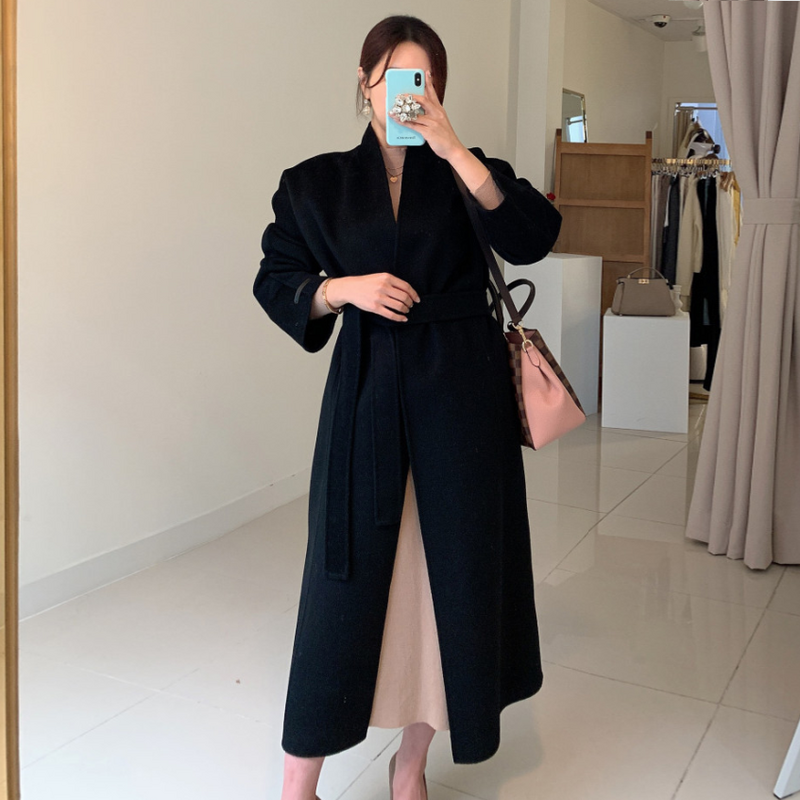 Fashionable new minimalist design Hepburn double faced jacket
