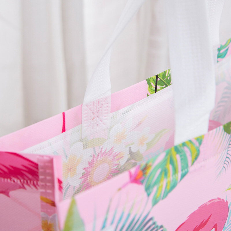 Non-woven Fabric Flamingo Shopping Bag Women Reusable Pouch  Storage Bags Eco Waterproof Lady Handbag Print Tote Bag Organizer
