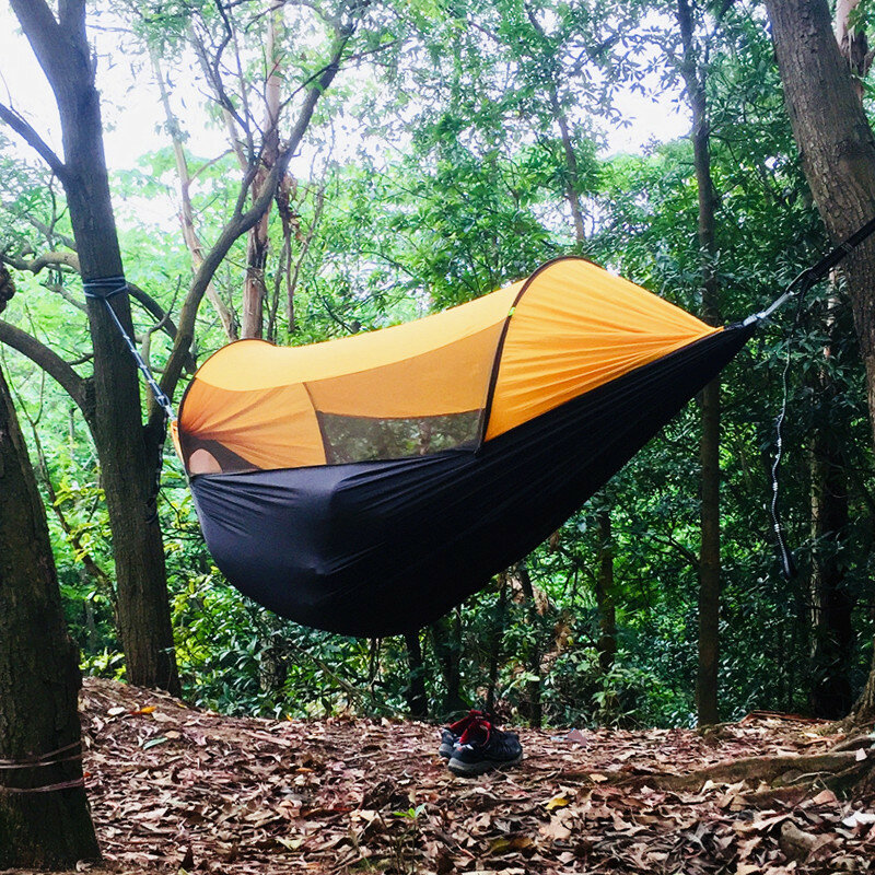 Hamaca portátil para acampar al aire libre, hamaca multifuncional de material de paracaídas de alta calidad a prueba de insectos, columpio para dormir de 290x145cm