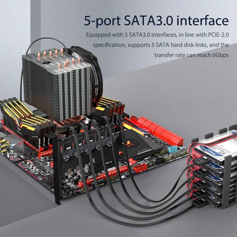 5/8/10 Cổng PCI-E Sang SATA 3.0 Thẻ Nhớ Mở Rộng 6Gbps PCI-E X4 Card Adapter Cho Máy Tính Để Bàn JMB585 chip Hỗ Trợ Cuộc Đột Kích Dropshipping
