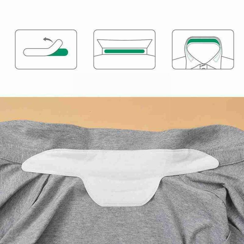 10pc Summer Collar Sweat-absorbent Paper White T-shirt Pad Sticker Self Anti Disposable Adhesive Perspiration Anti-slip Col M4u6