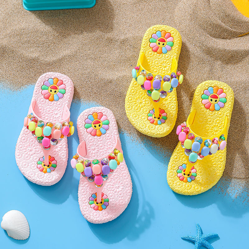 Sandália infantil feminina de 2 a 6 anos, sandália de verão para meninas, chinelos antiderrapantes para casa, sapatos para crianças