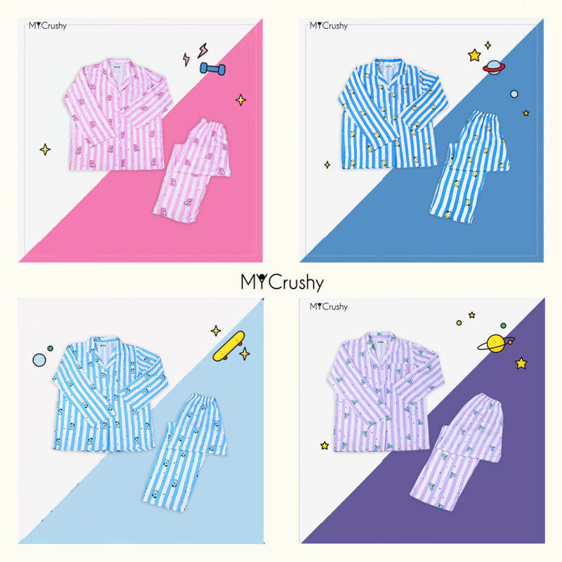 Pajamas Suit Cute Kawaii Sleepwear Women Men Clothes Bedroom Set Bangtan Boys RM Jin Suga JHope Jimin V Jungkook Kpop Merch
