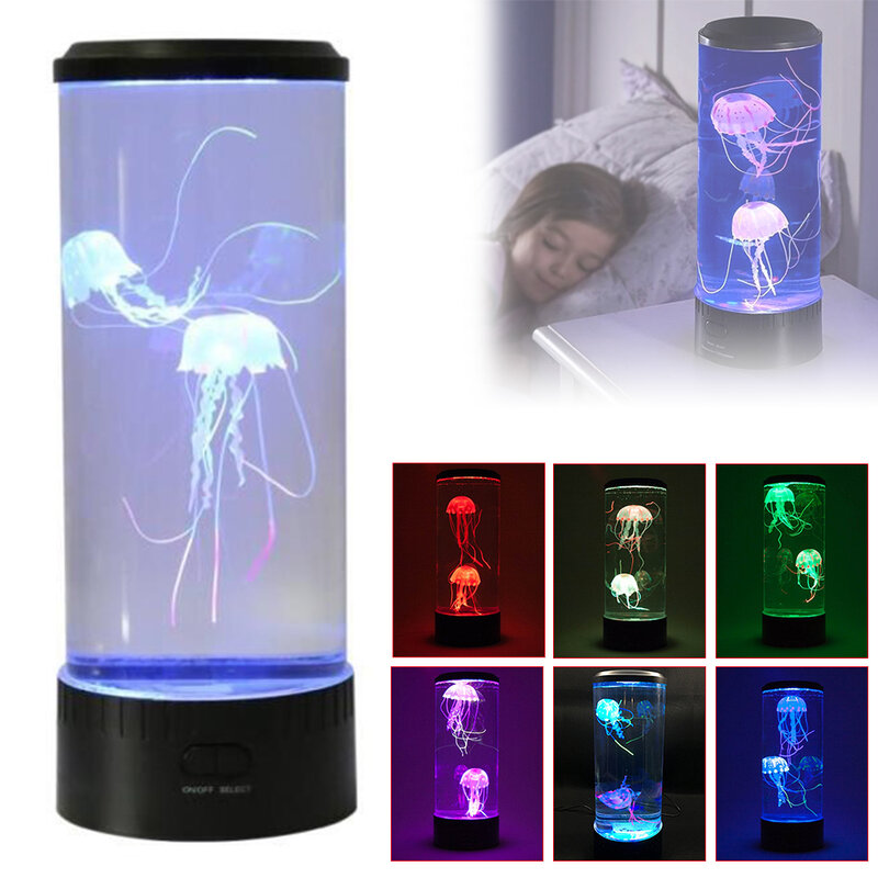 Led 7 mudando a cor da água-viva lâmpada de cabeceira do aquário decoração noite luz criativa versátil lâmpada noite com função temporização