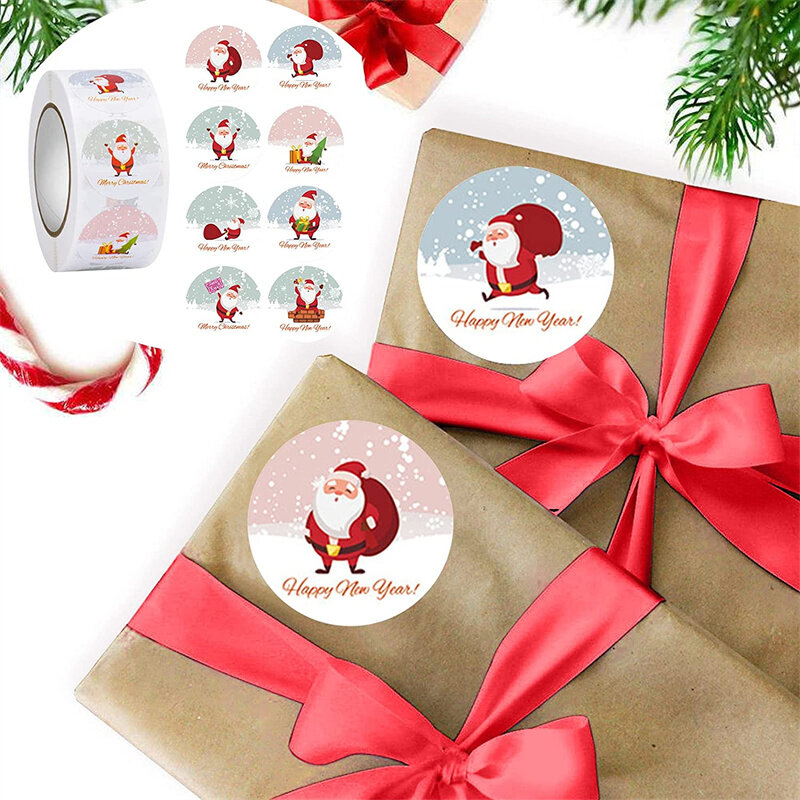 500 قطعة ملصقات عيد ميلاد سعيد الحيوانات ثلج الأشجار ملصقات الزخرفية naفيدا التفاف هدية صندوق تسمية علامات عيد الميلاد