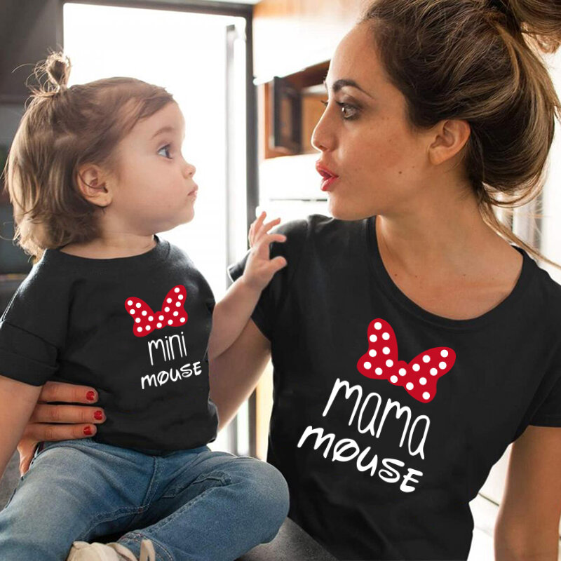 T-Shirt Mini & Mama Mouse, vêtements assortis pour la famille, 1 pièce,  mode été / Vêtements pour enfants