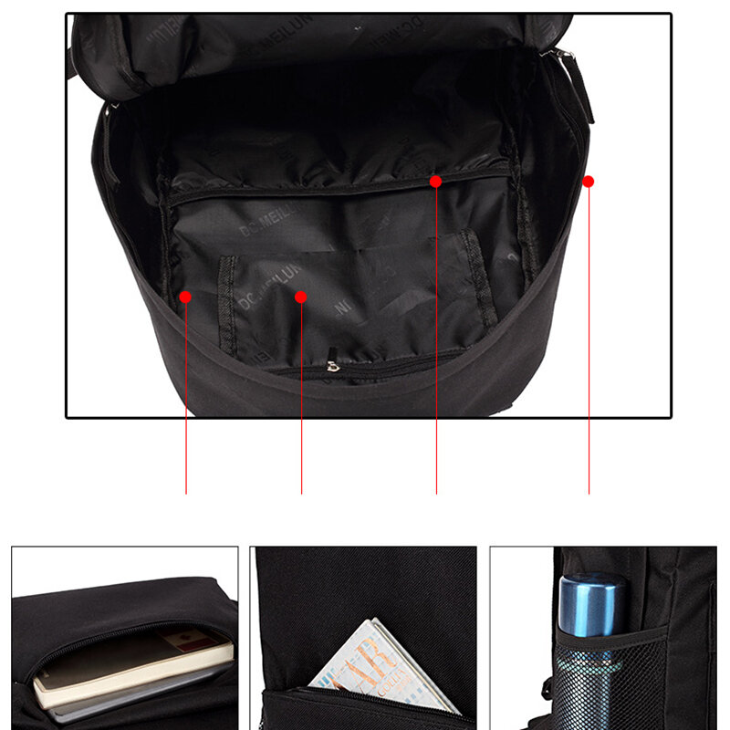 USB 충전 포트 방수 여행 노트북 배낭, 야광운 방수 대학생 컴퓨터 가방 선물