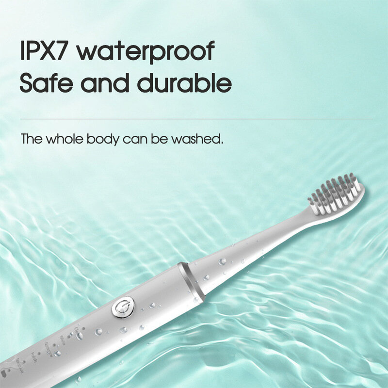 [Boi] USB Pressure Sensing IPX7กันน้ำสมาร์ทหน่วยความจำ5โหมดคู่โซนิคไฟฟ้าแปรงสีฟันเปลี่ยนได้3หัวแปรง