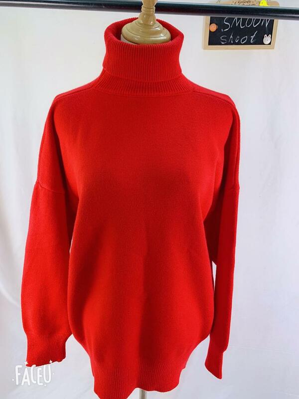 Suéter de manga larga para mujer, Vestido largo de punto, suelto, de gran tamaño, para otoño e invierno, novedad
